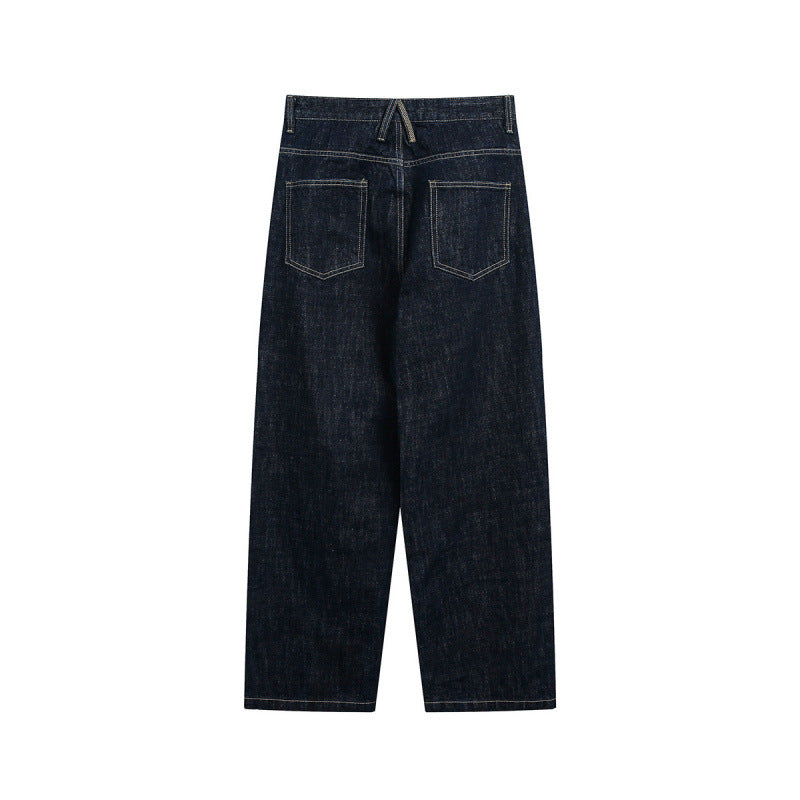 Women High-Waist Straight-Leg Raw-Denim Jeans with Relaxed Fit and Five-Pocket Design Fashion Glam