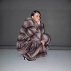 Women's Luxurious Oversized Faux Fur Coat with Hood and Satin Lining Fashion Glam
