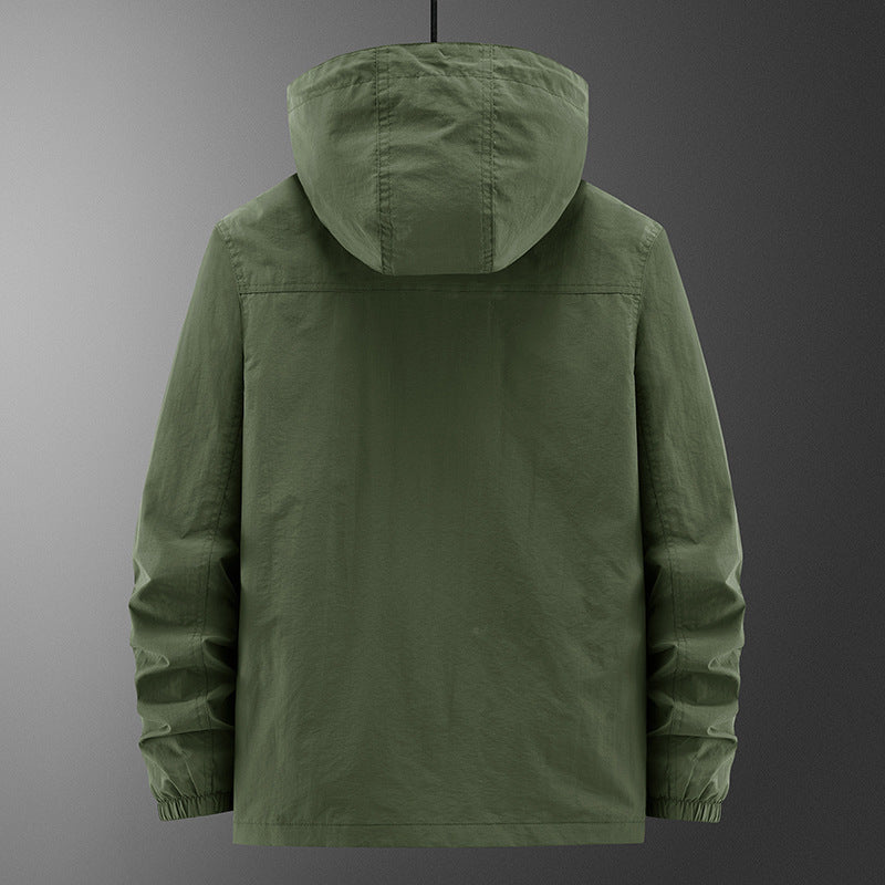 Men's Lightweight Outdoor Field Jacket with Hood, four patch pockets and concealed zipper Fashion Glam
