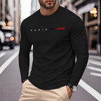 Men's Long Sleeve T-Shirt with Modern Paris Print and Elastic Hem Fashion Glam