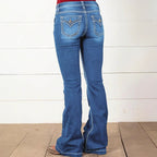 Women's High-Waist Denim Flare Jeans with Side Decorative Button Placket and Sculpting Fit Fashion Glam