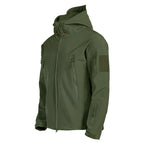 Men's Tactical Softshell Jacket with Hood, Camouflage Pattern and Multiple Zipper Pockets Fashion Glam