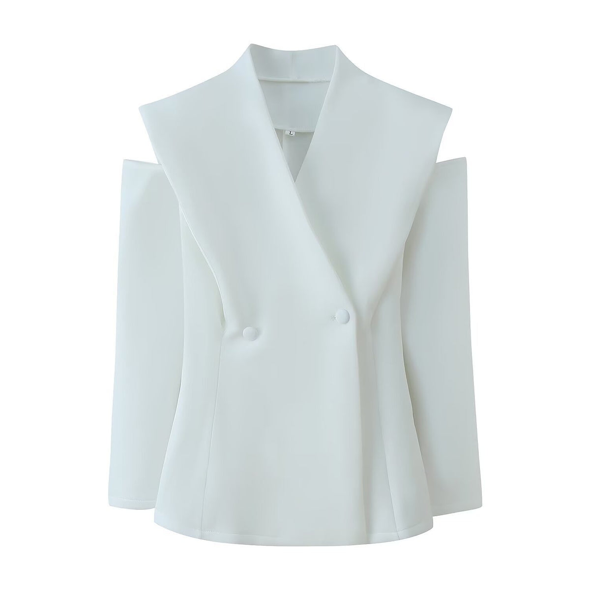 Women Sleeveless Double-Breasted Blazer with Oversized Shawl Collar Fashion Glam