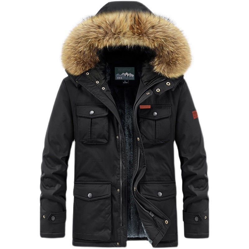 Men's Thermal Parka with Faux Fur Hood, Teddy Lining & Multiple Pockets Fashion Glam