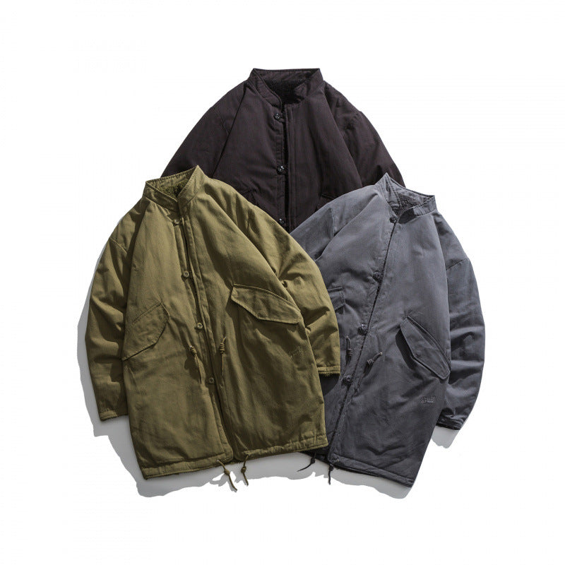 Men's Insulated Parka Jacket in Oversized Cut with Sherpa Lining and Drawstring Hem Fashion Glam