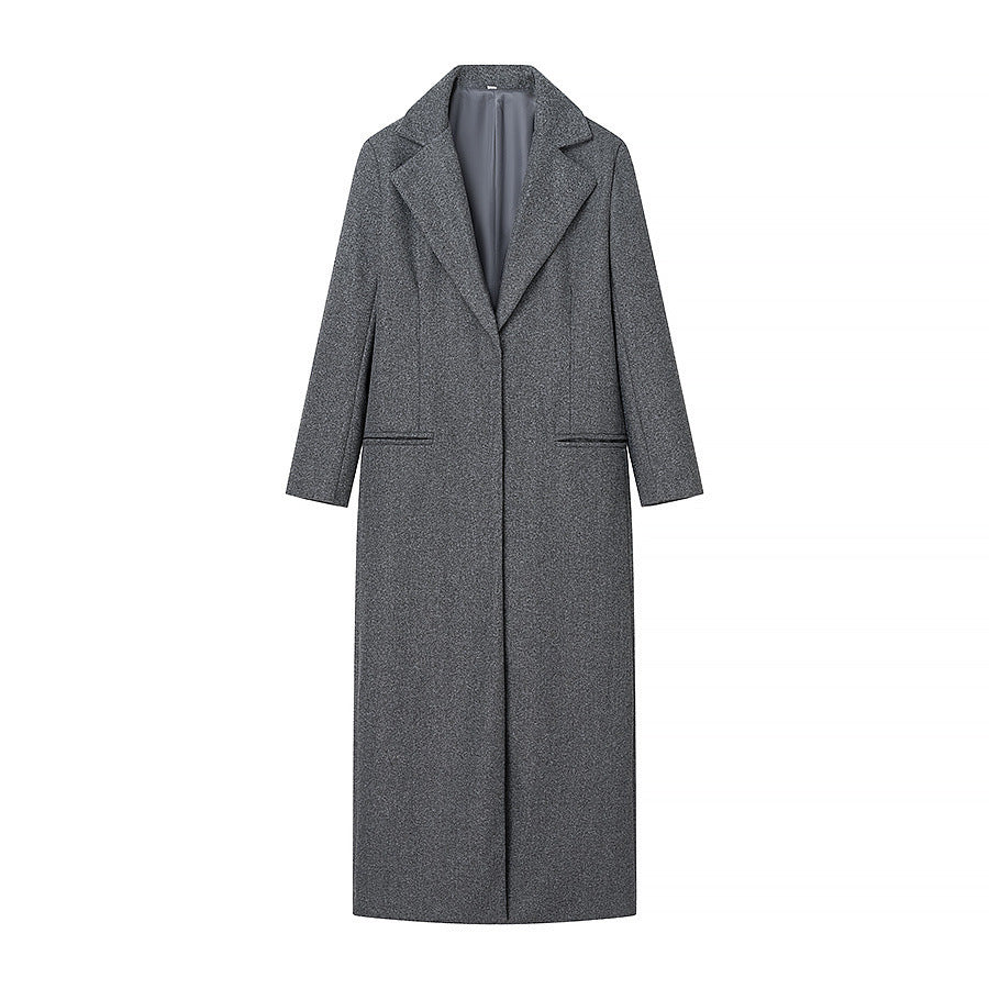 Ladies Longline Wool Cape Coat with Shawl Collar and Boxy Silhouette Fashion Glam