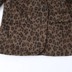 Women's Fitted Blazer in Leopard Print with Lapels and Flap Pockets Fashion Glam