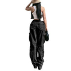 Women wide cargo pants in baggy style with multifunctional pockets and adjustable hem Fashion Glam