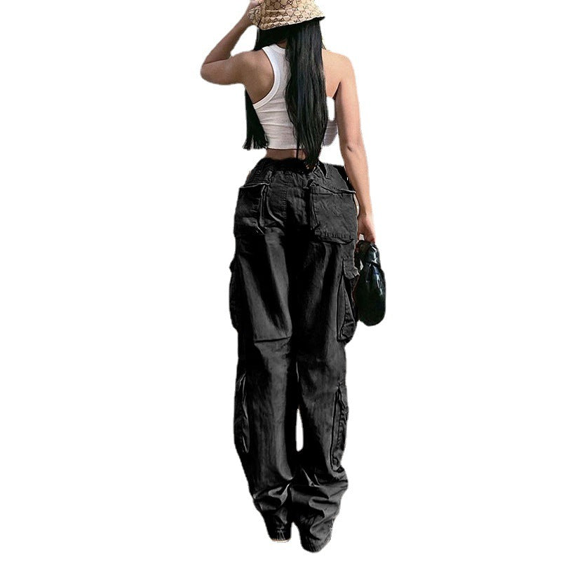 Women wide cargo pants in baggy style with multifunctional pockets and adjustable hem Fashion Glam