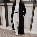 Women classic maxi coat with elegant pleats and pockets Fashion Glam