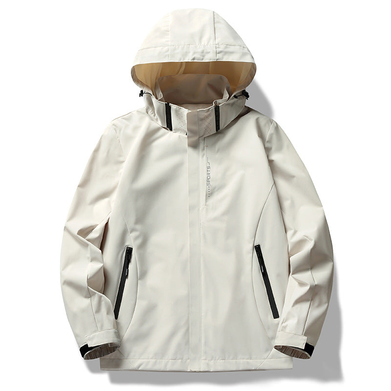 Men's waterproof and windproof technical hooded outdoor jacket with welded seams and breathable lining Fashion Glam