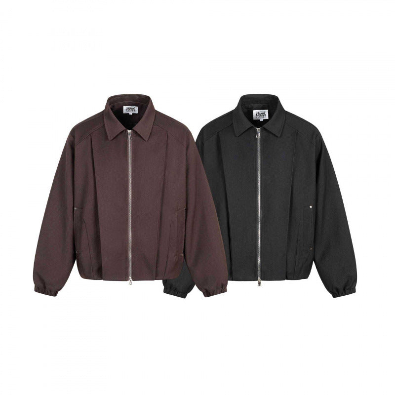 Unisex Boxy transitional blouse with shirt collar, two-way metal zipper and elastic cuffs Fashion Glam