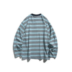 Unisex Oversize Long Sleeve with maritime stripe pattern and functional zippered chest pocket Fashion Glam