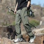 Men's Technical Trekking Pants with Zipper Pockets and Drawstring Waist Fashion Glam