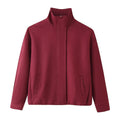 Women's Boxy Short Jacket with High Stand Collar and Concealed Zipper Fashion Glam