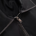 Women's Short Boxy Leather Look Jacket with Zip and Large Flap Pockets Fashion Glam