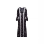 Women's maxi dress in boho style with vertical lace panels and loose U-neckline Fashion Glam