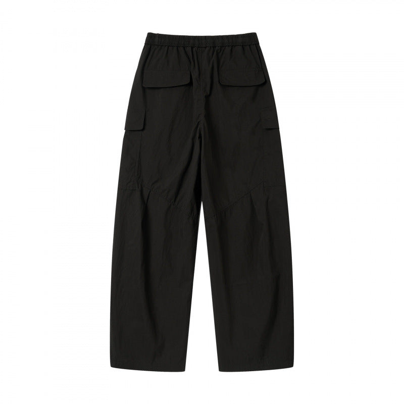 Unisex Wide Cargo Pants with Elastic Waistband, Drawstring and Patch Flap Pockets Fashion Glam