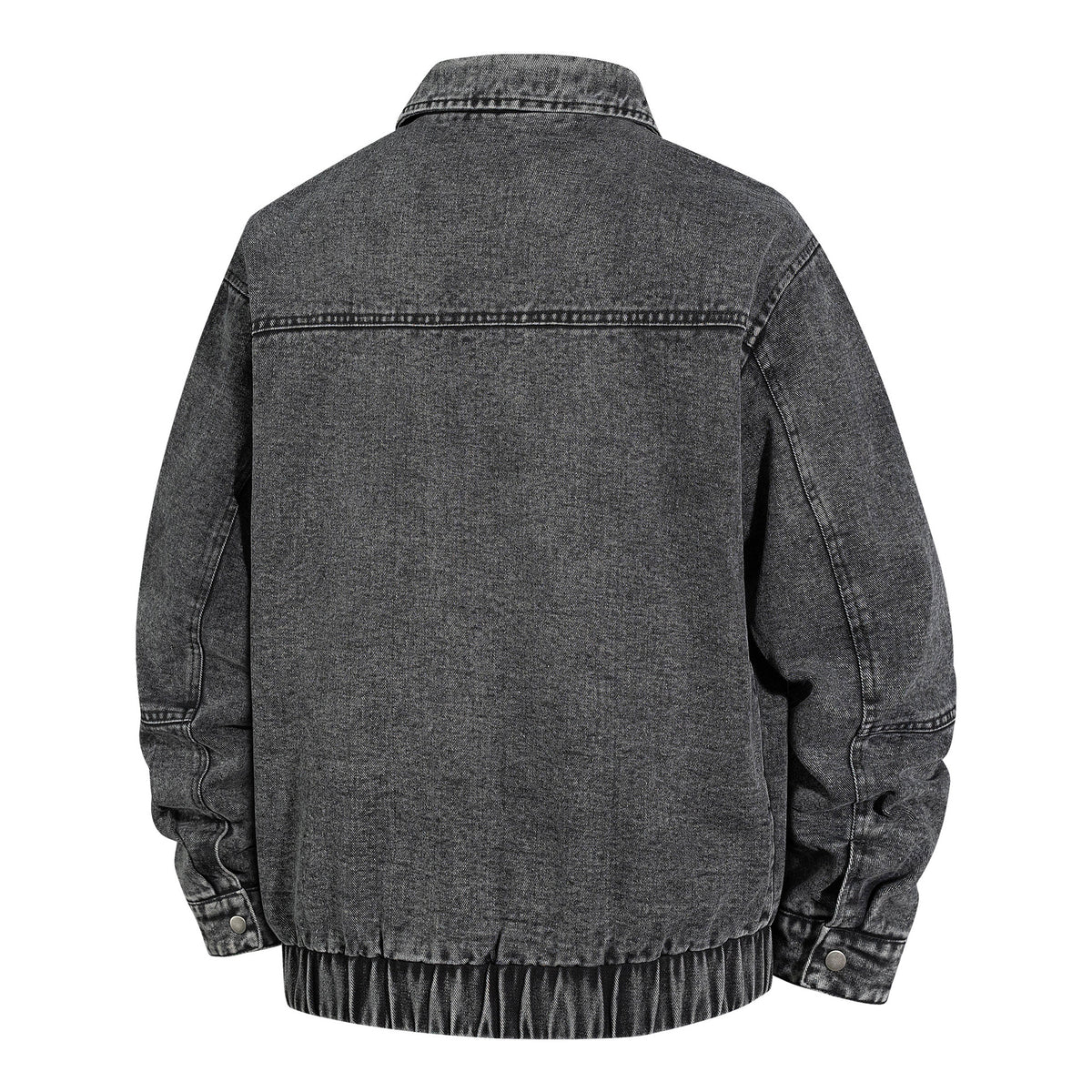 Men's Oversized Vintage Denim Jacket with Continuous Metal Zipper Fashion Glam