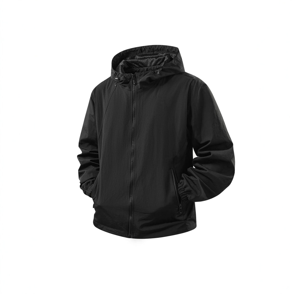 Men's Lightweight Breathable Hooded Windbreaker with Mesh Lining and Zipper Pockets Fashion Glam