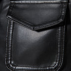 Men's field jacket in smooth leather look with flap pockets and slim fit Fashion Glam