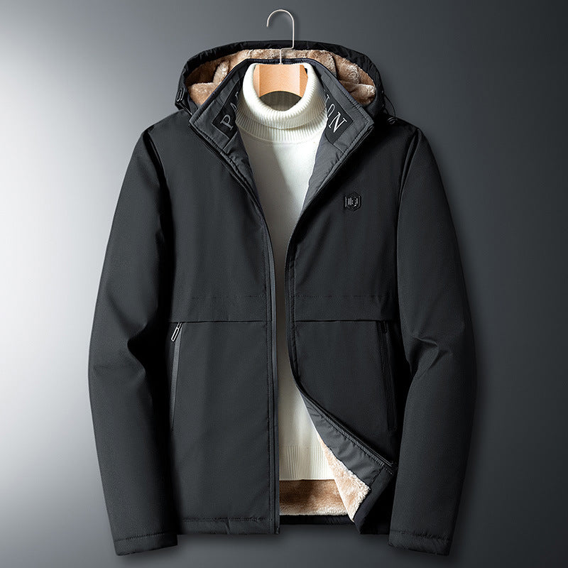 Men's transitional jacket with teddy lining, windproof outer shell and hood Fashion Glam