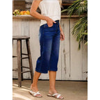 Women High-Waisted Culotte Jeans with Wide Leg and Five-Pocket Design Fashion Glam