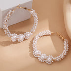 Women’s hoops with artistic pearl design Fashion Glam