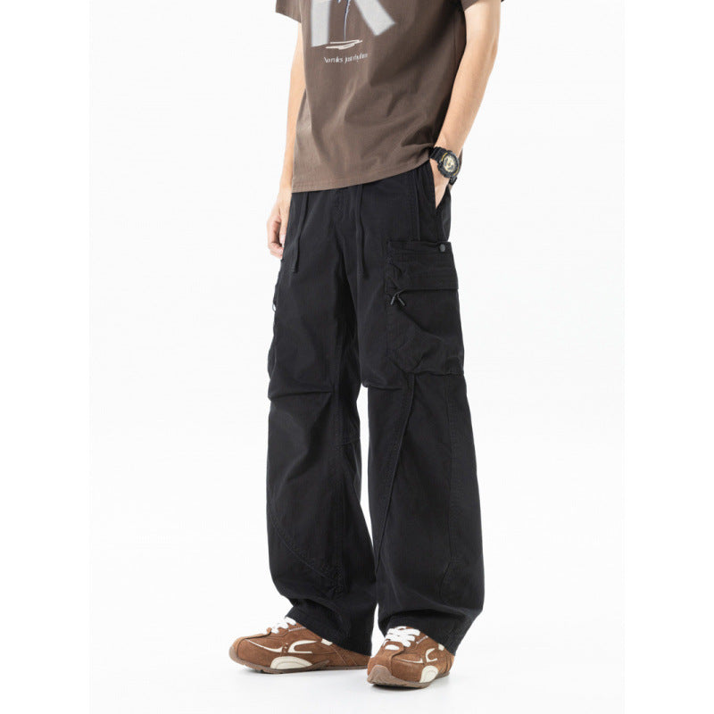 Men's Loose Cargo Pants in Baggy Cut with Utility Pockets and Drawstring Waist Fashion Glam