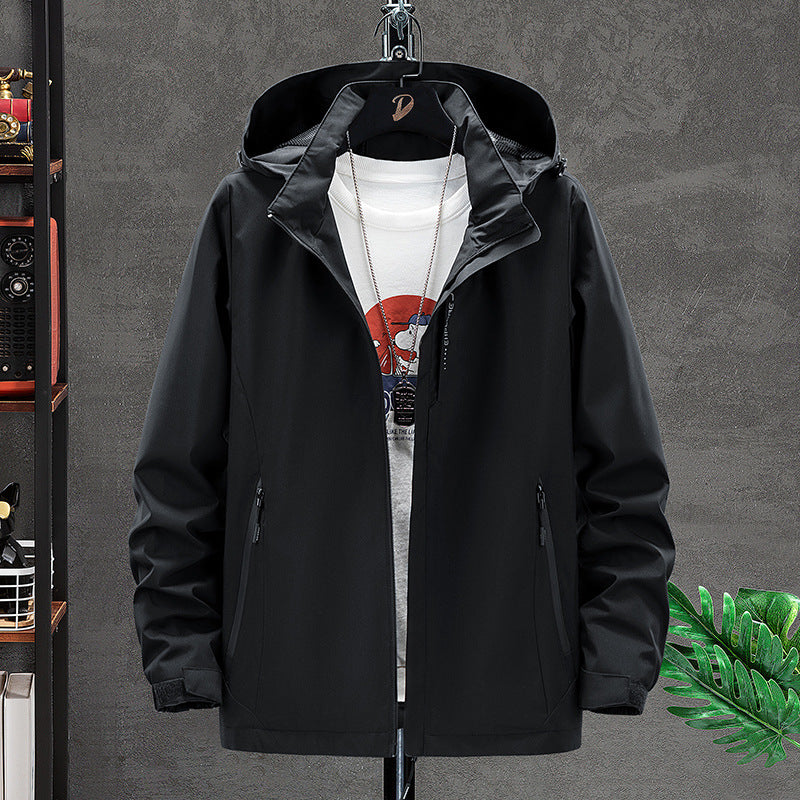 Men's Lightweight Softshell Outdoor Jacket with Hood, Wind and Water Repellent Surface Fashion Glam
