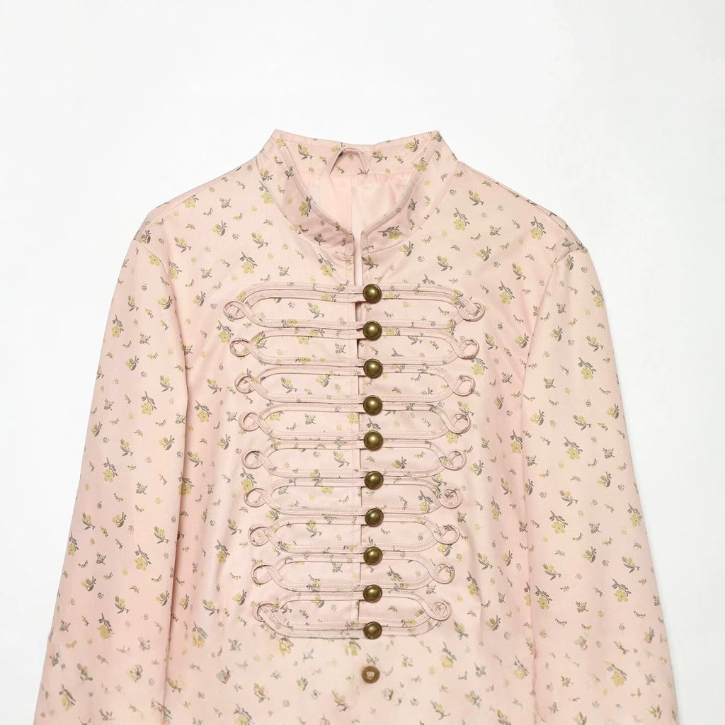Ladies short jacket with Mandarin collar and decorative toggle fastenings Fashion Glam