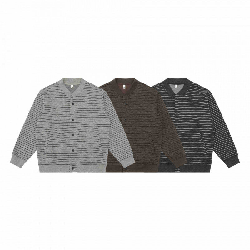 Men's Structured Knit Cardigan with Snap Button Placket and Ribbed Hem Fashion Glam