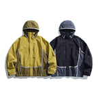 Unisex Water-repellent technical hooded jacket with reflective piping and elastic hem Fashion Glam