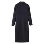 Women Longline Wool Blend Coat with Distinctive Lapels, Tailored Darts, and Flap Pockets Fashion Glam