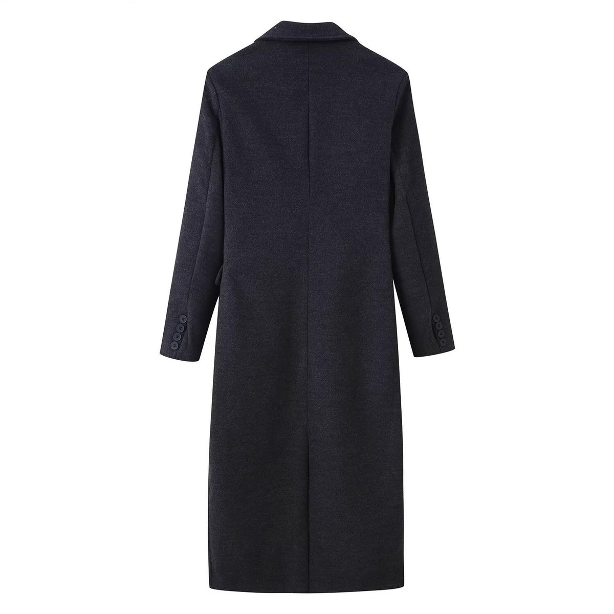 Women Longline Wool Blend Coat with Distinctive Lapels, Tailored Darts, and Flap Pockets Fashion Glam