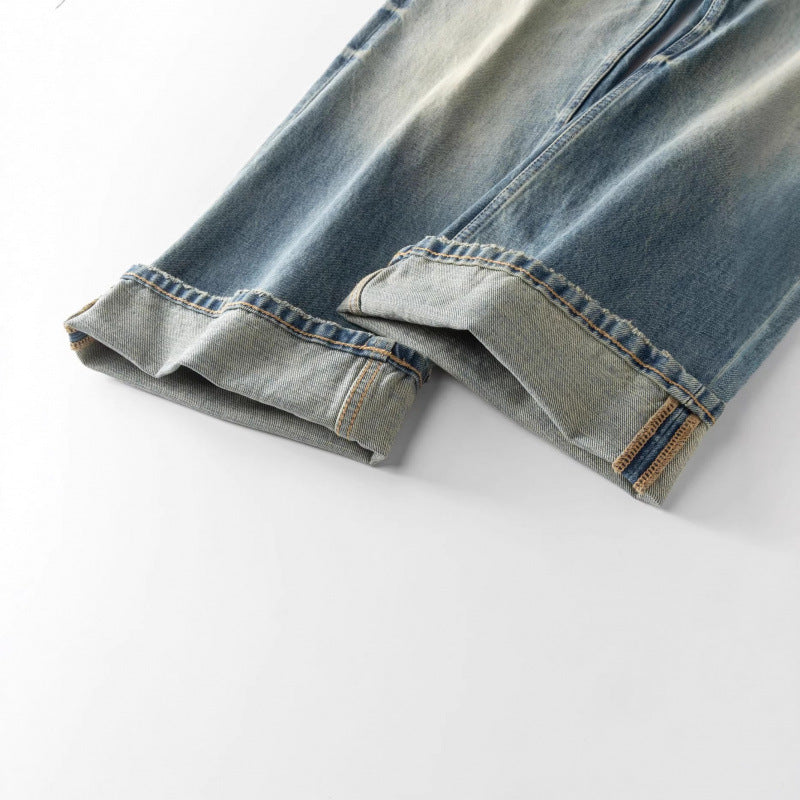 Women's Loose-Fit Straight-Leg Jeans with High Waist and Vintage Wash Fashion Glam