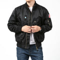 Men's Nylon Bomber Jacket Pilot Style with Multiple Pockets, Sleeve Utility Pocket and Ribbed Cuffs Fashion Glam