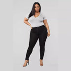 Women's High-Waist-Stretch-Skinny-Jeans for Curvy-Figures Fashion Glam