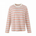 Unisex Oversize striped fine knit sweater with round neck and textured weave look Fashion Glam