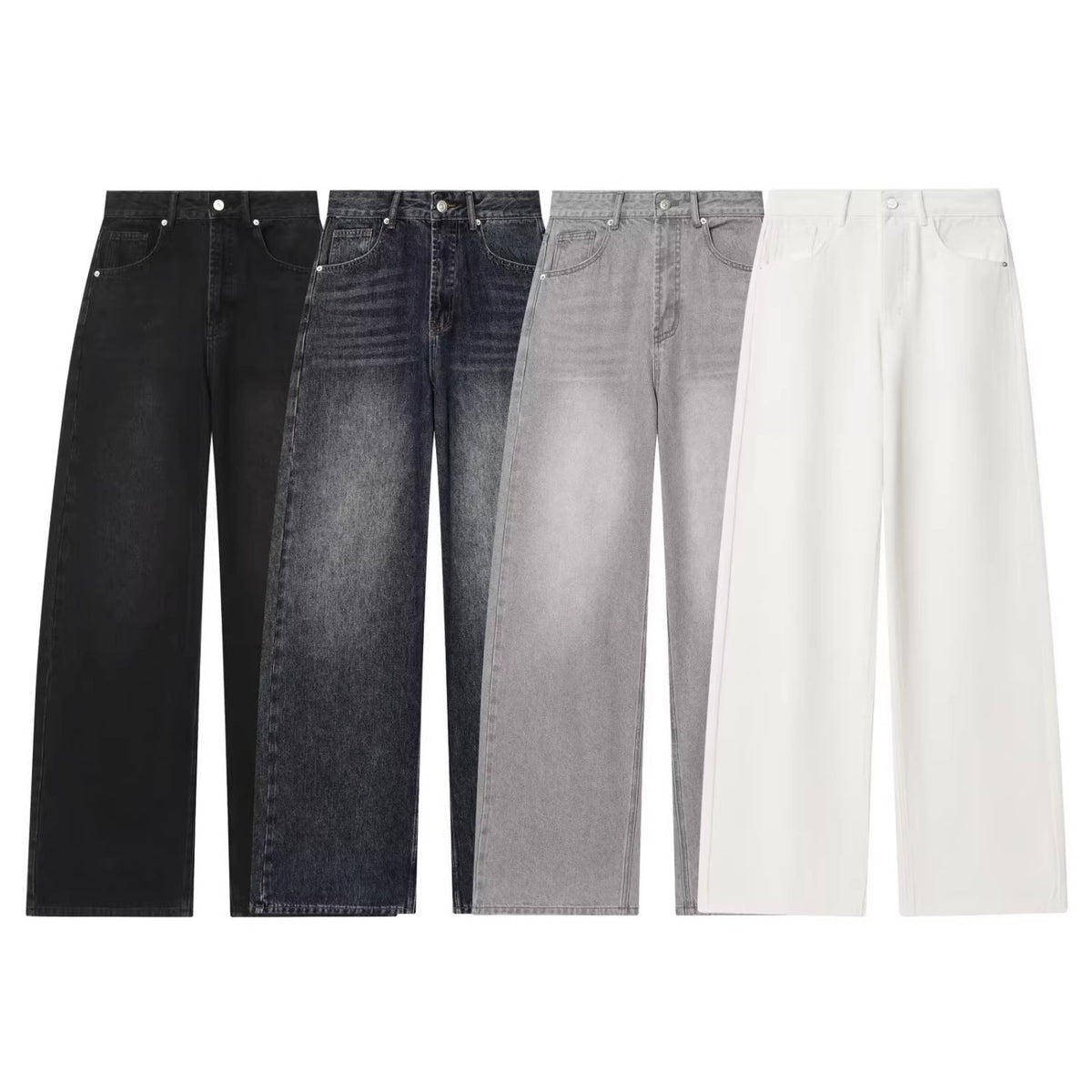 Women's High-Waisted Jeans with Wide Leg and Straight Cut Fashion Glam