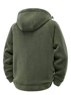 Men's Padded Hooded Fleece Jacket with Teddy Lining and Full-Length Zip Fashion Glam