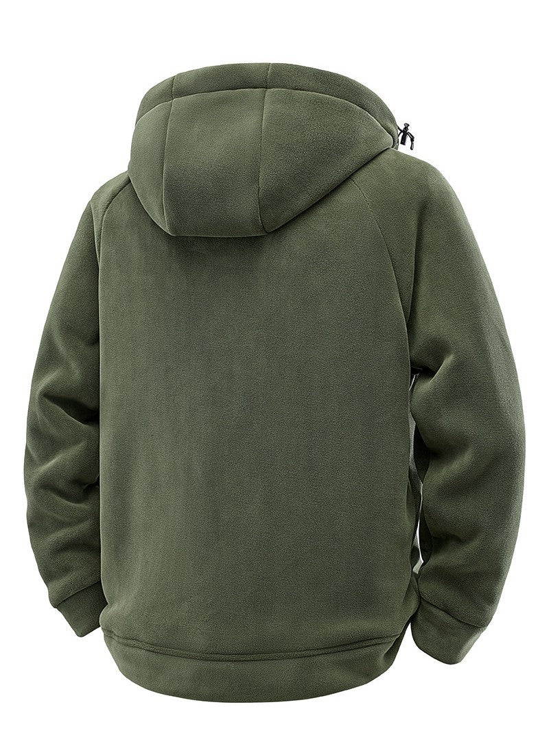 Men's Padded Hooded Fleece Jacket with Teddy Lining and Full-Length Zip Fashion Glam