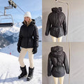 Women's High-Functionality Down-Look Ski Jacket with Waist Belt and Hood Fashion Glam