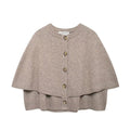 Women Cape Cardigan with Button Placket and Two-Layer Cape Fashion Glam