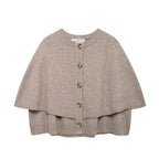 Women Cape Cardigan with Button Placket and Two-Layer Cape Fashion Glam