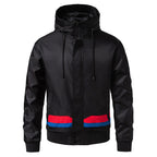 Men's hooded bomber jacket in an urban retro look with contrast stripes, wind-resistant exterior, and ribbed cuffs Fashion Glam