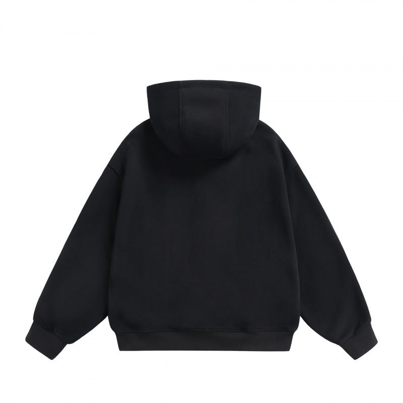 Unisex Boxy Hoodie Jacket with Two-Way Zipper and Geometric Seam Details Fashion Glam