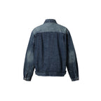 Men's Oversize Vintage Denim Jacket with Used Effect and Chest Pockets Fashion Glam
