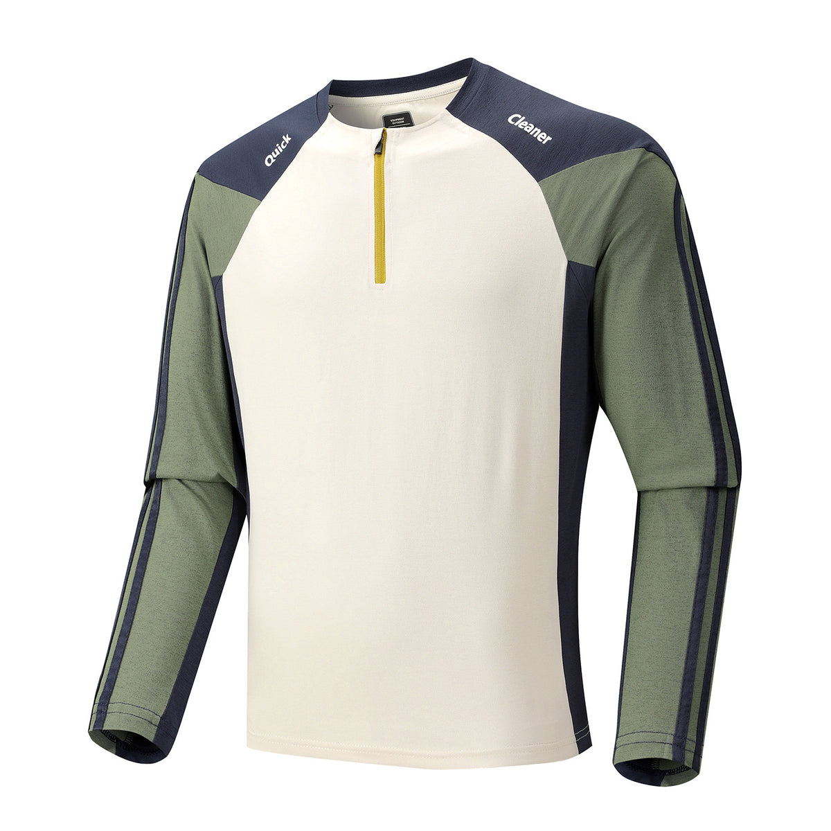 Men's Breathable Long Sleeve Training Shirt with Short Zipper and Raglan Sleeves Fashion Glam