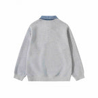 Unisex Oversize-Halfzip-Sweatshirt with contrasting denim collar Fashion Glam